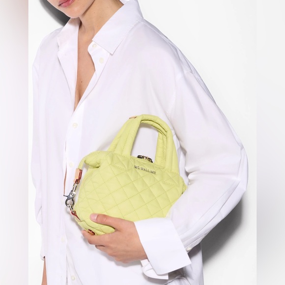 MZ Wallace Micro Sutton Tote Neon Yellow Quilted Mini Tote -Read- - Picture 7 of 16